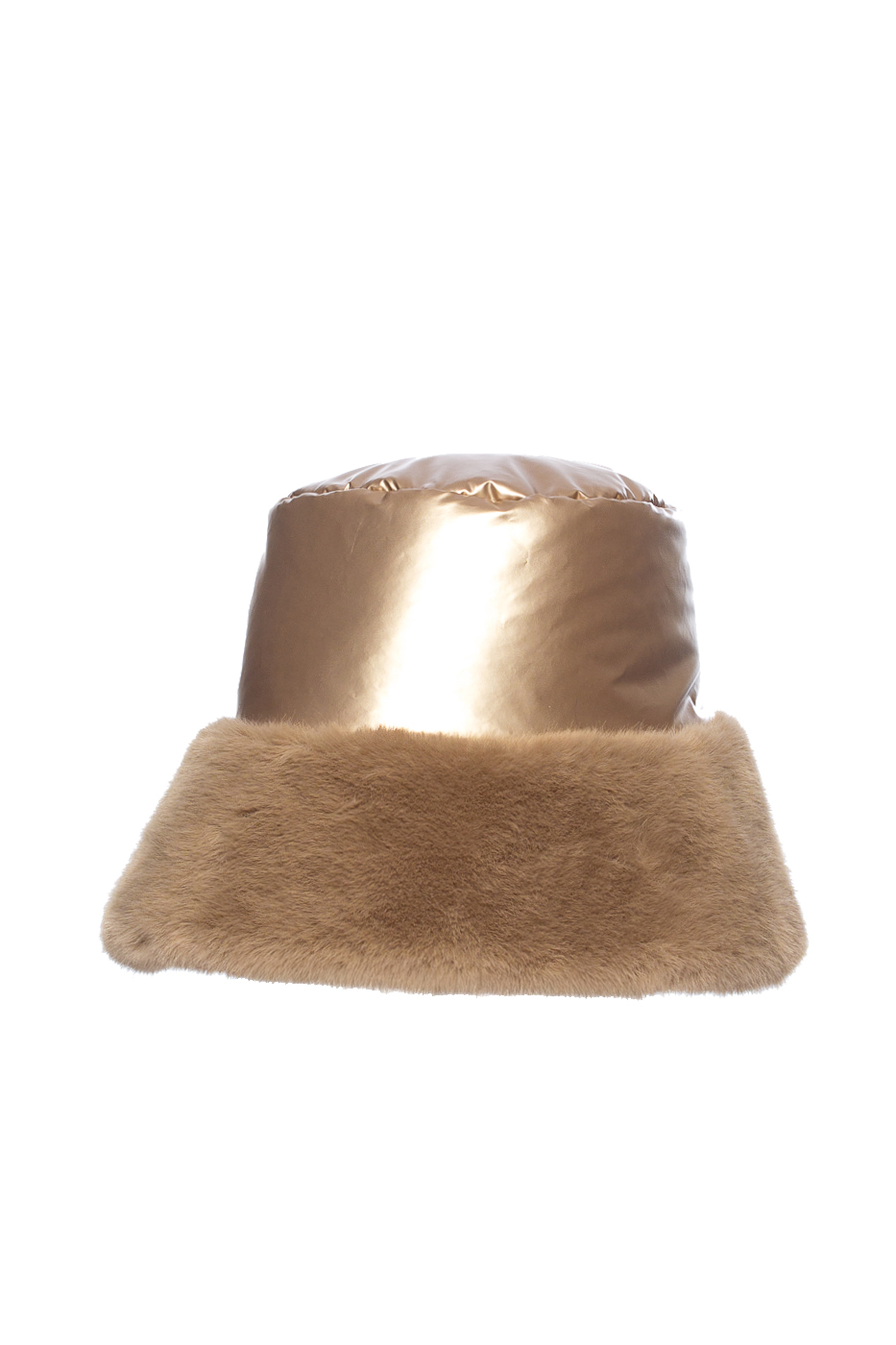 CLOCHE MIX FAKE FUR E PIUMINO, TG UNICA - GOLD